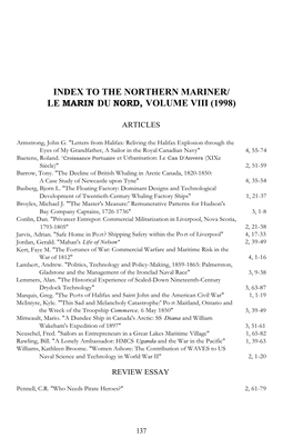 To the Northern Mariner/ Le Marin Du Nord, Volume Viii (1998)