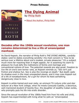 The Dying Animal by Philip Roth