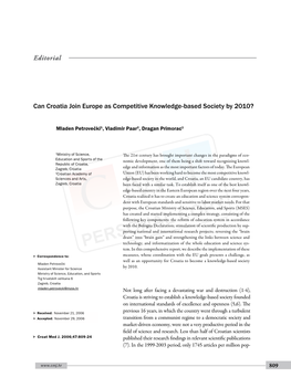 Can Croatia Join Europe As Competitive Knowledge-Based Society by 2010?