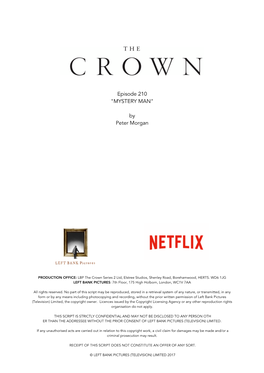 The Crown (2016) Ep.210: "Mystery Man" Teleplay [Final Shooting Script]