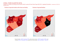 Syria, Third Quarter 2018: Update on Incidents According to The