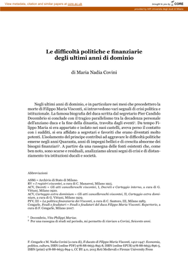 Le Difficoltà Politiche E Finanziarie Degli Ultimi Anni Di Dominio