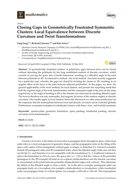 Closing Gaps in Geometrically Frustrated Symmetric Clusters: Local Equivalence Between Discrete Curvature and Twist Transformations