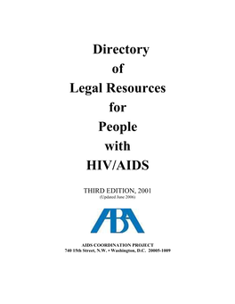 Directory of Legal Resources for People with HIV/AIDS