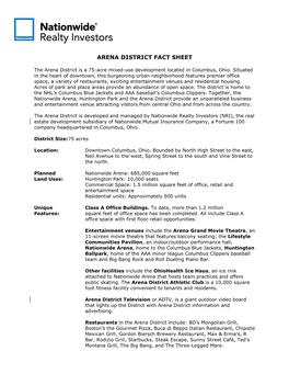 Arena District Fact Sheet