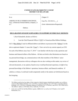 UNITED STATES BANKRUPTCY COURT DISTRICT of DELAWARE Chapter 11 (Joint Administration Requested) DECLARATION of KURT SCHNAUBELT