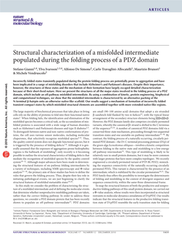 Structural Characterization of a Misfolded Intermediate Populated During the Folding Process of a PDZ Domain