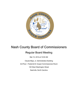 Nash County Board of Commissioners Regular Board Meeting