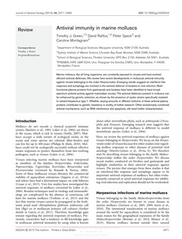 Antiviral Immunity in Marine Molluscs Timothy J