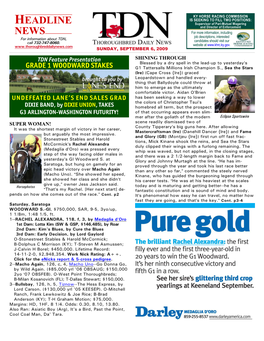 HEADLINE NEWS • 9/6/09 • PAGE 2 of 18 TDN Feature Presentation