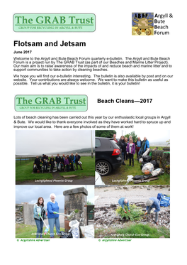 Flotsam and Jetsam June 2017 Welcome to the Argyll and Bute Beach Forum Quarterly E-Bulletin