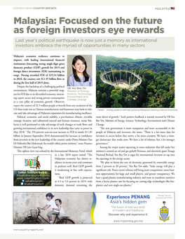 Malaysia: Focused on the Future As Foreign Investors Eye Rewards