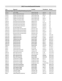 2021 Baseball Schedule |