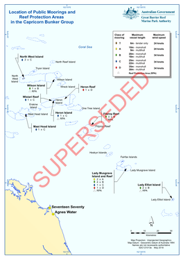 Location of Public Moorings and Reef Protection Areas in the Capricorn Bunker Group