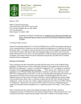 René Voss – Attorney Natural Resources Law PROTECTING 15 Alderney Road San Anselmo, CA 94960 NATURAL RESOURCES Renepvoss@Gmail.Com Tel: 415-446-9027 ______