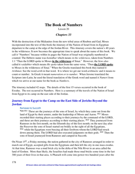The Book of Numbers Lesson 20 Chapters 33