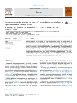 Extrusive Carbonatite Outcrops – a Source of Chemical Elements Imbalance in MARK Topsoils of Oceanic Volcanic Islands