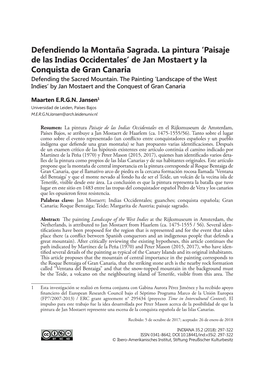 Paisaje De Las Indias Occidentales’ De Jan Mostaert Y La Conquista De Gran Canaria Defending the Sacred Mountain