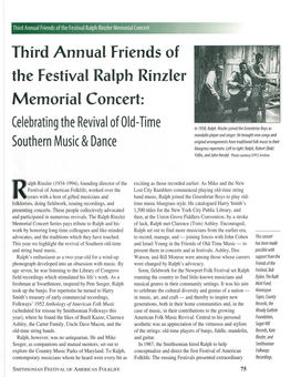 Third Annual Friends of the Festival Ralph Rinzler Memorial Concert