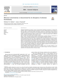 Mercury's Neurotoxicity Is Characterized by Its Disruption of Selenium Biochemistry T ⁎ Nicholas V.C