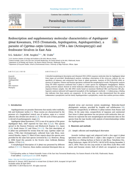 Redescription and Supplementary Molecular Characteristics of Aspidogaster Ijimai Kawamura, 1915 (Trematoda, Aspidogastrea, Aspid