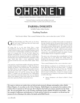 PARSHA INSIGHTS by Rabbi Yaakov Asher Sinclair