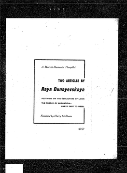 Raya Dunayevskaya I