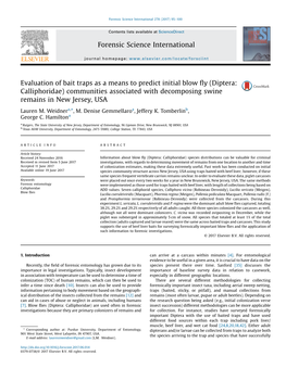 Diptera: Calliphoridae) Species Distributions Can Be Valuable for Criminal