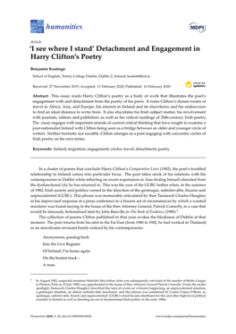 'I See Where I Stand' Detachment and Engagement in Harry Clifton's Poetry