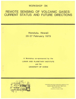 Workshop on Remote Sensing of Volcanic Gases, Current Status And