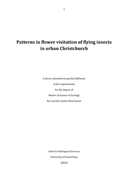 Patterns in Flower Visitation of Flying Insects in Urban Christchurch