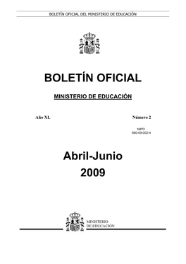 BOLETÍN OFICIAL Abril-Junio 2009