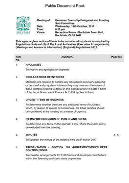 (Public Pack)Agenda Document for Pennines Township Delegated And