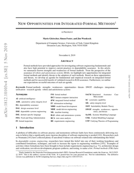 New Opportunities for Integrated Formal Methods