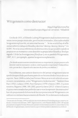 Wittgenstein Como Destructor