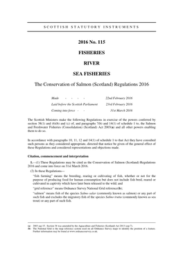 The Conservation of Salmon (Scotland) Regulations 2016