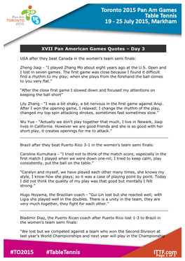 XVII Pan American Games Quotes – Day 3