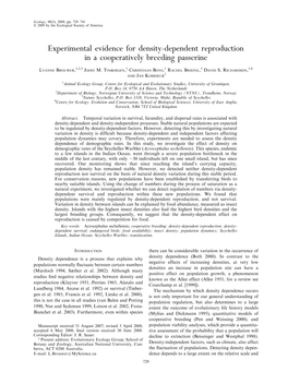 Experimental Evidence for Density-Dependent Reproduction in a Cooperatively Breeding Passerine