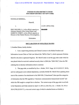 Case 1:14-Cv-09763-VM Document 20 Filed 03/20/15 Page 1 of 10