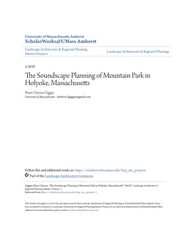 The Soundscape Planning of Mountain Park in Holyoke, Massachusetts