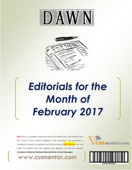 Editorials for the Month of February 2017