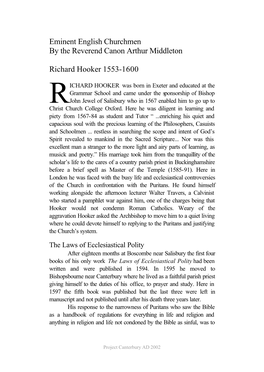 Richard Hooker 1553-1600