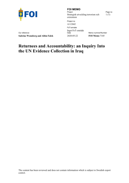 Returnees and Accountability: an Inquiry Into the UN Evidence Collection in Iraq