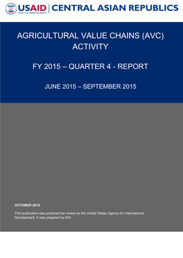 Agricultural Value Chains (Avc) Activity