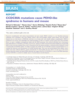 CCDC88A Mutations Cause PEHO-Like Syndrome in Humans and Mouse