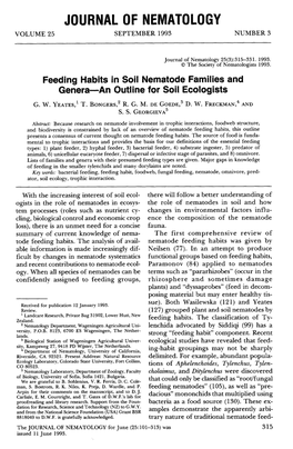 Feeding Habits in Soil Nematode Families and Genera--An Outline for Soil Ecologists