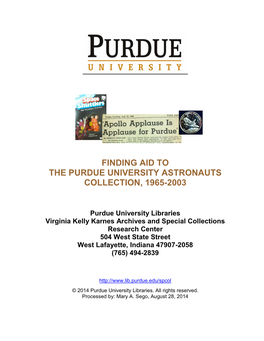 Finding Aid to the Purdue University Astronauts Collection, 1965-2003