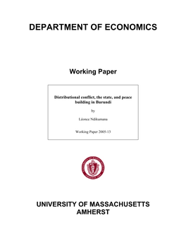 Distributional Conflict, the State, and Peace Building in Burundi