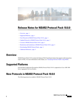 Release Notes for NBAR2 Protocol Pack 10.0.0