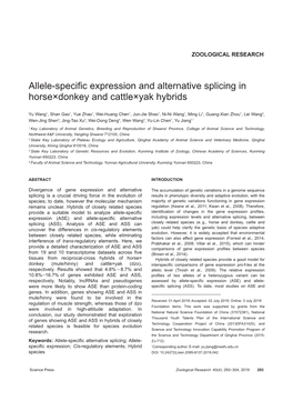 Allele-Specific Expression and Alternative Splicing in Horse×Donkey and Cattle×Yak Hybrids